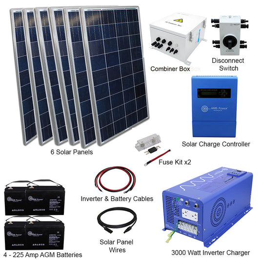AIMS Power 3kW 24VDC Off-Grid Solar Kit | 720W Solar