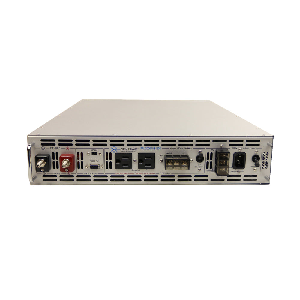 AIMS Power 3000 Watt 24 Volt Rack Mount Pure Sine Inverter Rear View With Inputs & Outputs