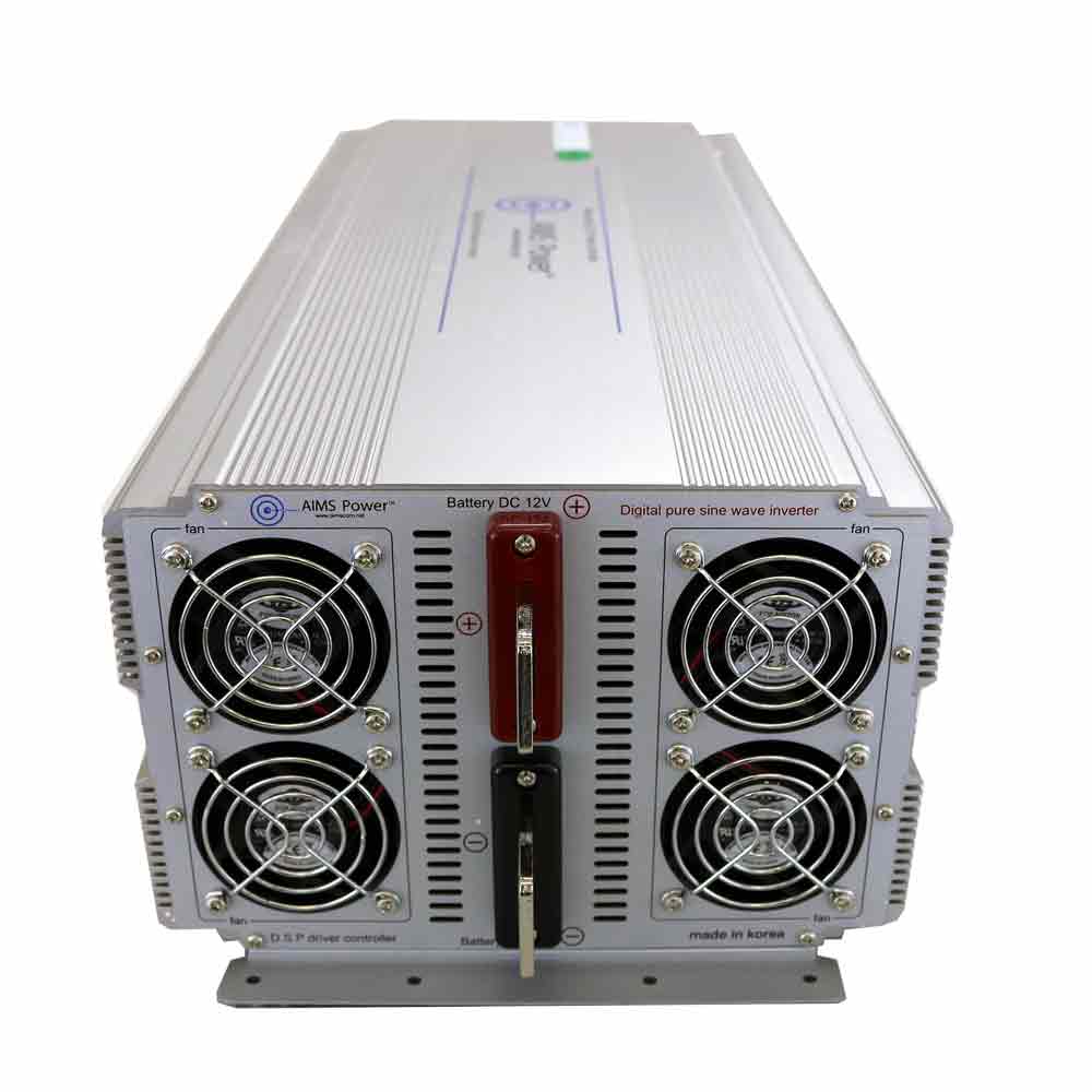 AIMS Power 5000 Watt 12 Volt Industrial Grade Pure Sine Power Inverter Top & Side View
