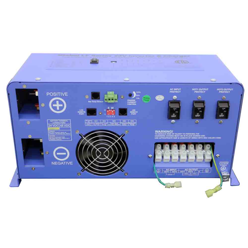 AIMS Power 6000 Watt 24 Volt Pure Sine Inverter Charger Inputs & Outputs