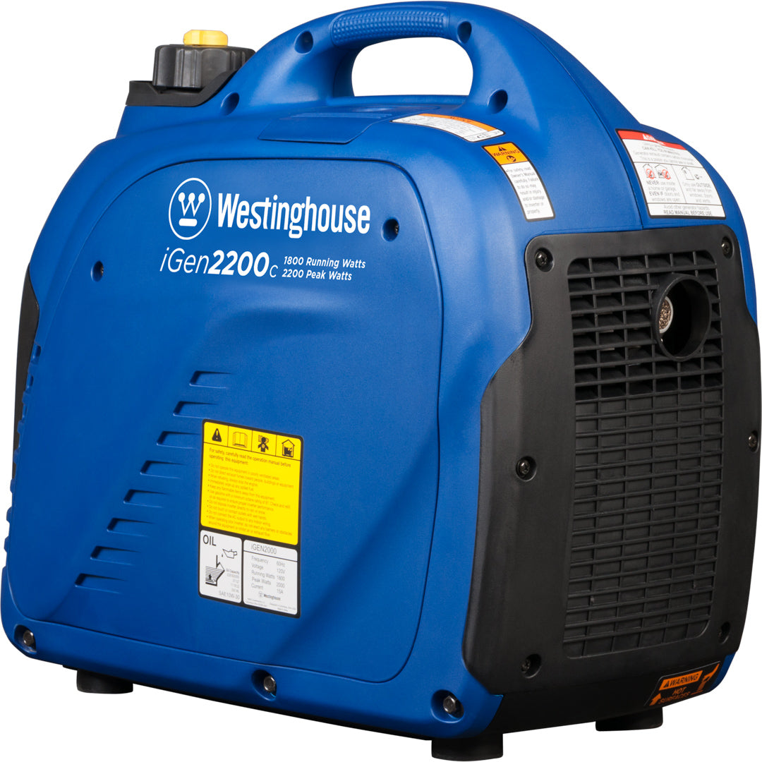 Westinghouse | iGen2200c inverter generator back left view on a white background.