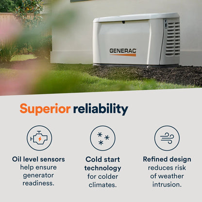 Generac 7329 28kW Standby Generator Propane Natural Gas 1 Phase 240V w/ 200A Automatic Transfer Switch New
